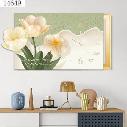 现代简约电表箱装饰画带钟小清隐关藏式电箱PDG总开奶表油风新遮