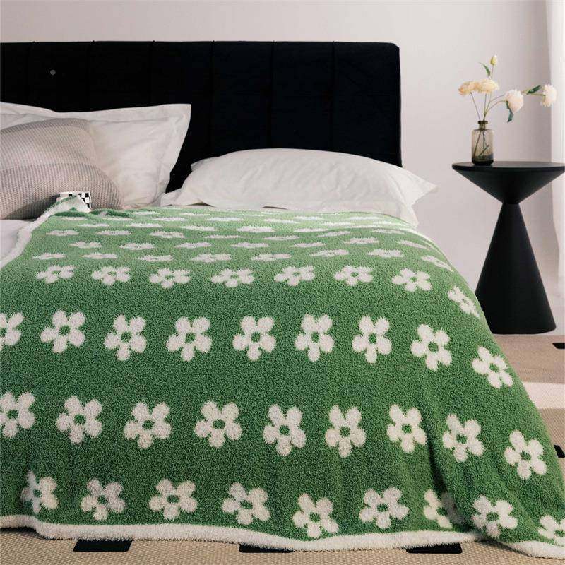 新无品牌/款A配类半边绒小午花毯办公室毯床尾休毯装饰搭毯普利朵