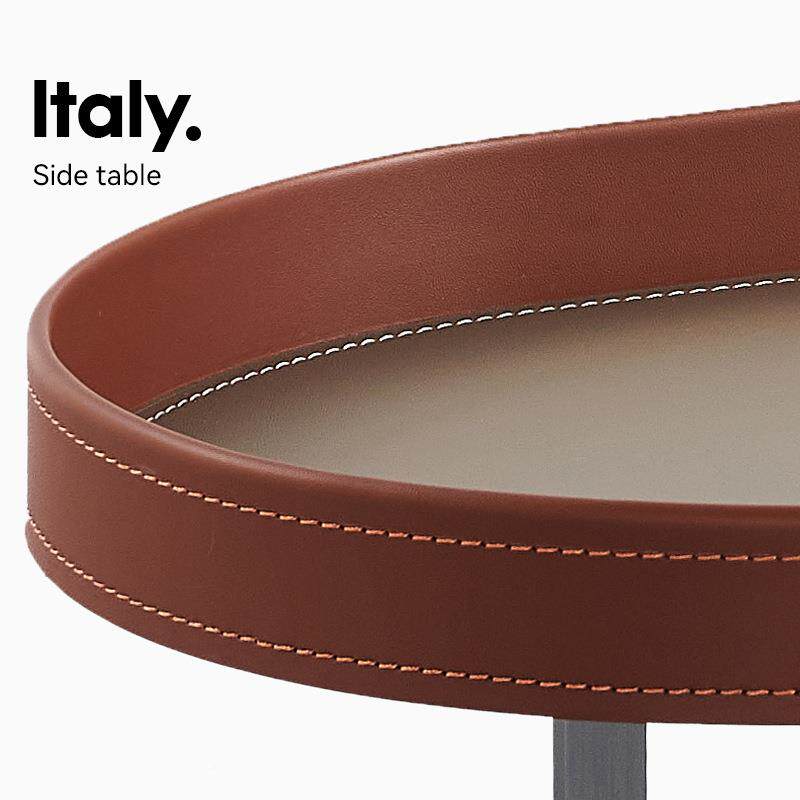 轻奢马鞍皮推发边几小型客厅阳台复古现代可移动置物沙户M-308架