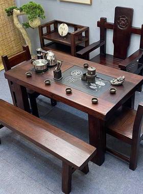 老船木高茶桌高VEH纯木新料功夫端泡茶台家用一实体式实木端小茶