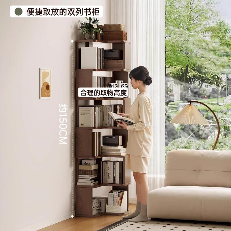 中地古风转一角书架置靠物架窄柜客APT厅书柜落墙储物柜体创意转