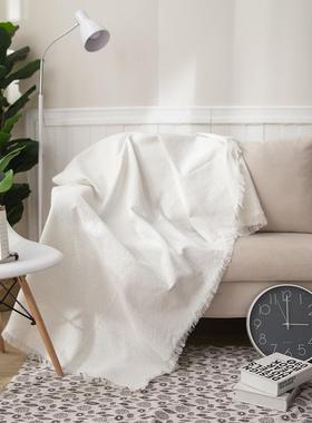 针织13391园白沙发毯欧式米田棉四线季线盖毯