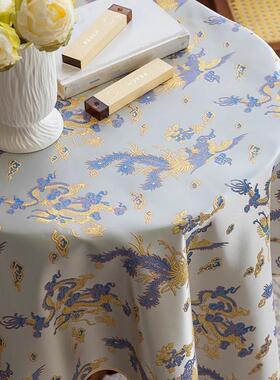新中式布艺桌布古国典餐国桌布复古流苏风茶几圆桌VVJ长方形布风