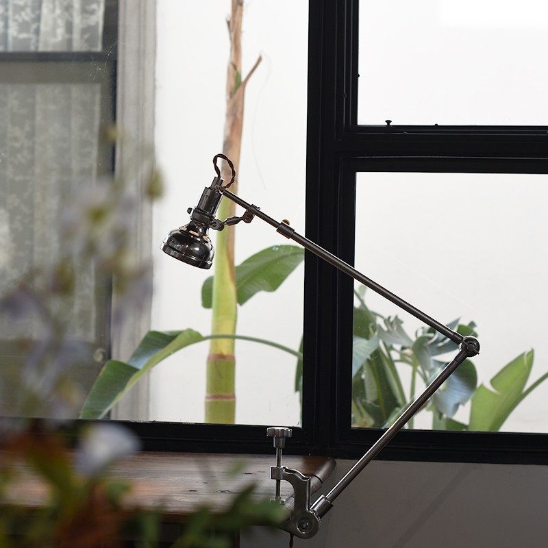 中古仓工业风夹子台灯床头书桌阅读复古折叠桌面工作创意中古摆件