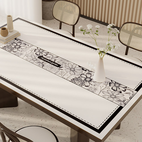 高级感皮革餐桌垫茶几垫免洗防水防油桌布办公桌垫电脑书桌垫定制