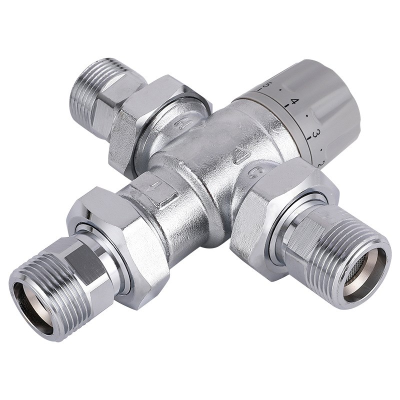 黄铜镀铬自动恒温混水 自动温度控制万耐恒温