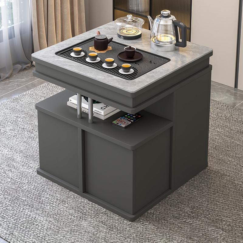 实木茶桌家用可移动小茶车岩板茶台一体式电磁炉茶几客厅功夫茶具