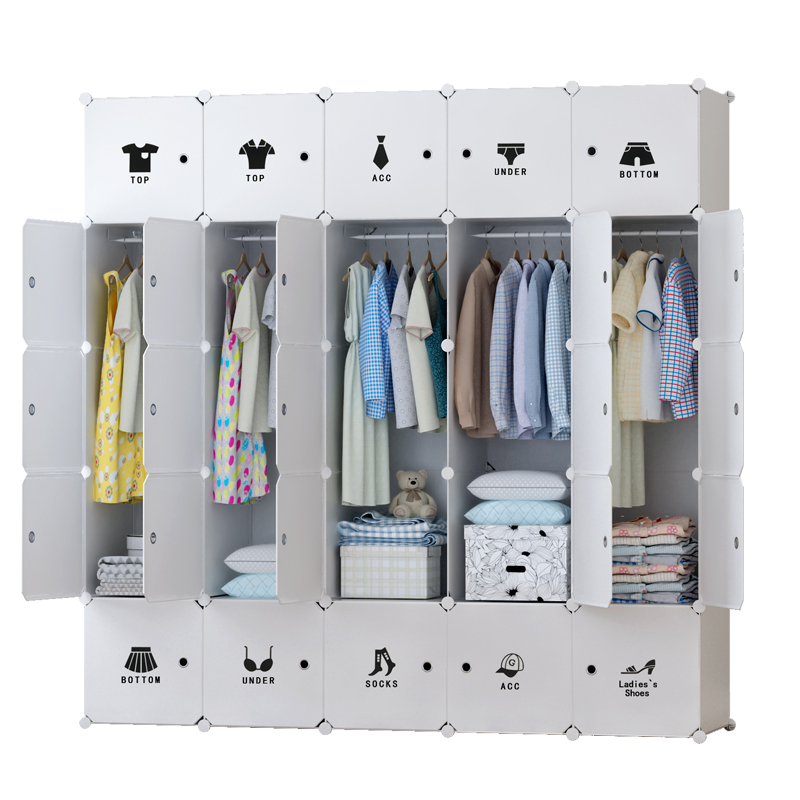 简易衣柜组装塑料衣橱卧室省空间宿舍仿实木布简约现代经济型柜子