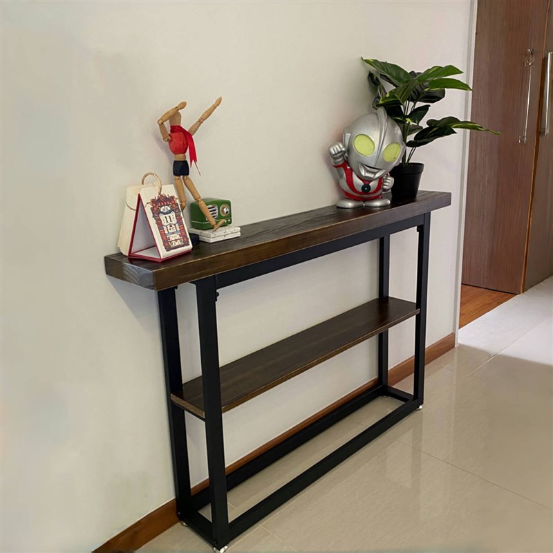 工业风复古实木铁艺玄关桌装饰柜供桌条几案台靠墙角边长条窄桌子