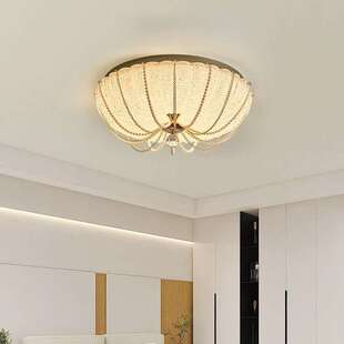 法式卧室吸顶灯led圆形南瓜灯轻奢水晶书房主卧设计师款房间顶灯