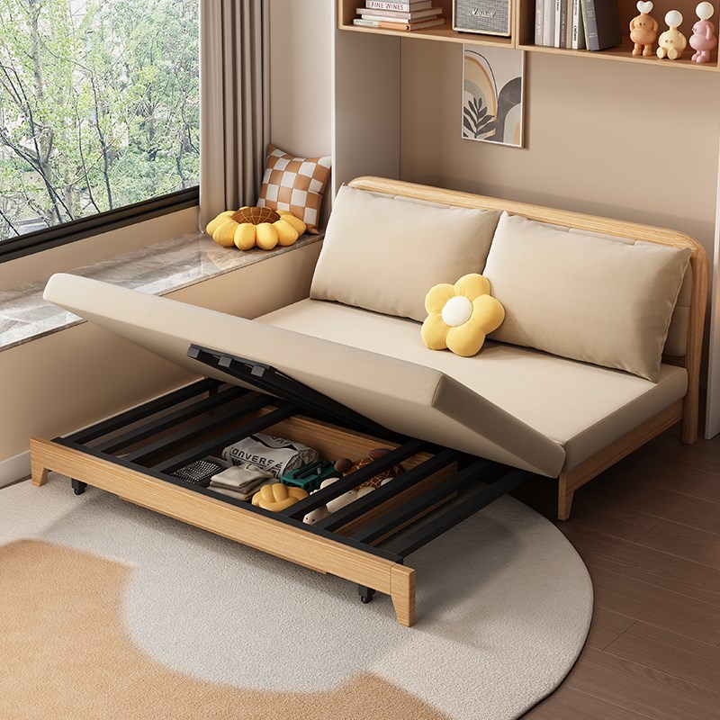 现代简约实木沙发床书房两用可折叠小户型伸缩床2003新款懒人沙发