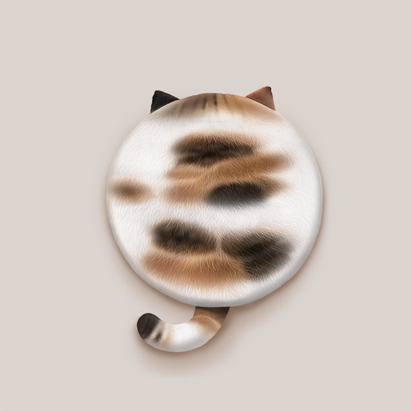 它看起来很喵卡通可爱圆形猫咪坐垫椅垫飘窗垫蒲团记忆棉座垫