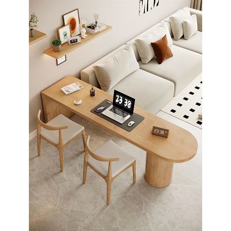 实木客厅大长书桌茶桌小户型双人电脑桌工作台家用阅读学习桌吧台