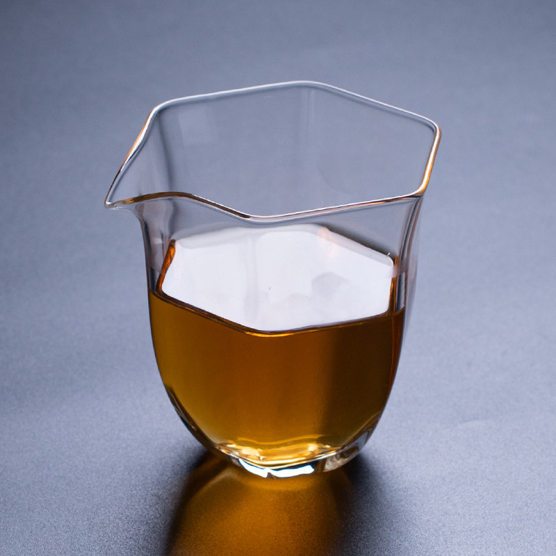 玻璃公道杯加厚耐高温高硼硅茶海家用分茶器茶具六角钧杯加热公杯