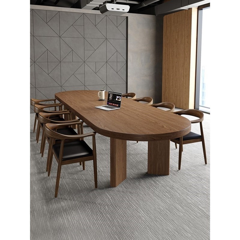 实木会议桌长桌椭圆形接待洽谈长条桌工作台办公桌电脑桌椅组合