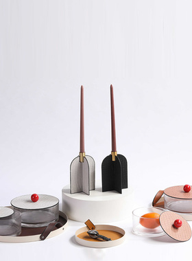 简约现代创意花纹皮革首饰盒托盘摆件书房客厅酒店办公区装饰摆放