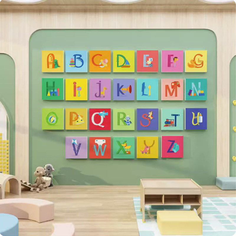 幼儿园楼梯墙面装饰环创主题成品托管班英语角教室文化布置字母贴