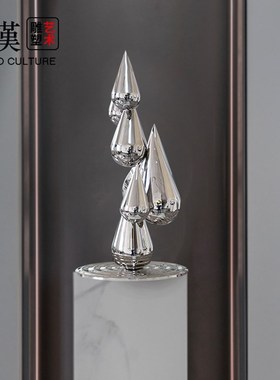 不锈钢镜面水滴雕塑地产售楼部客厅玄关酒店几何抽象创意艺术摆件