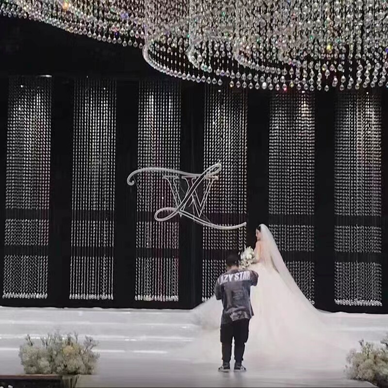 韩式婚庆道具镂空分段水晶柱珠串珠炼婚礼堂凤梨珠悬吊式天花板水