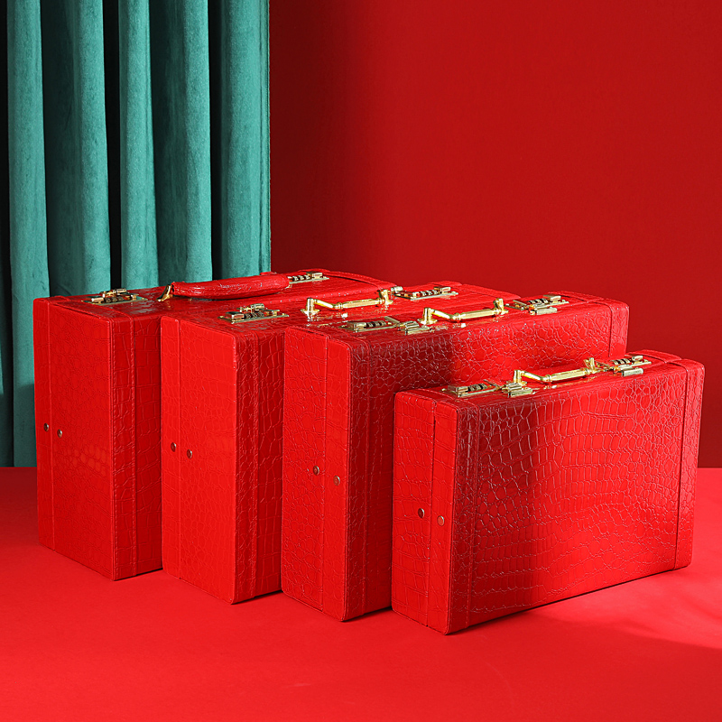 结婚礼金盒提亲聘礼箱彩礼钱盒子装陪嫁红包订婚用品大全10万箱子