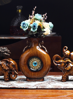 招财大象摆件花瓶新开业礼品客厅电视柜玄关装饰品摆件样板房软装