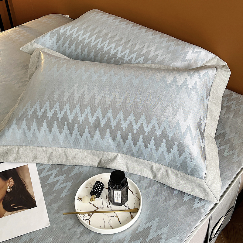 夏季冰丝凉席三件套简约提花床笠款可水洗折叠1.5m空调软席1.8米