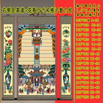 不褪色布过年供奉老祖宗家谱挂画卷轴家堂轴子族宗谱祖先家普牌位