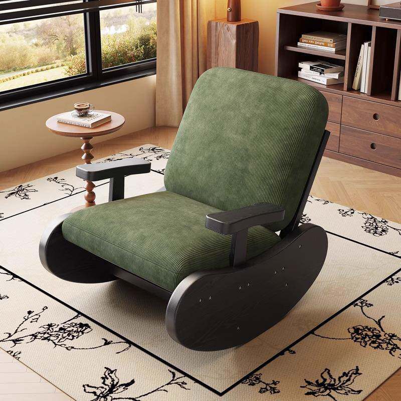 中古风实木摇摇椅家用客厅阳台卧室可躺可拆洗懒人休闲单人沙发