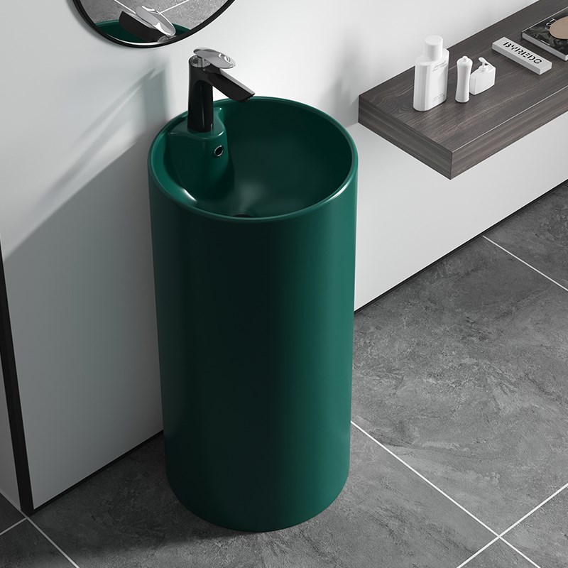 立柱盆酒店卫生间小户型洗手盆陶瓷落地一体盆洗脸盆彩色