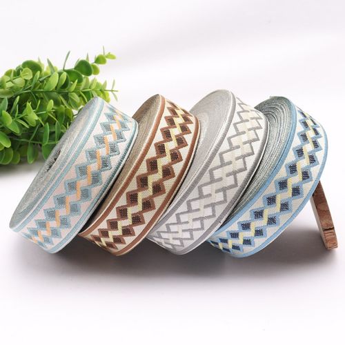 宽3.5CM中欧式菱格窗帘提花织带沙发套抱枕床桌旗DIY汉服花边辅料