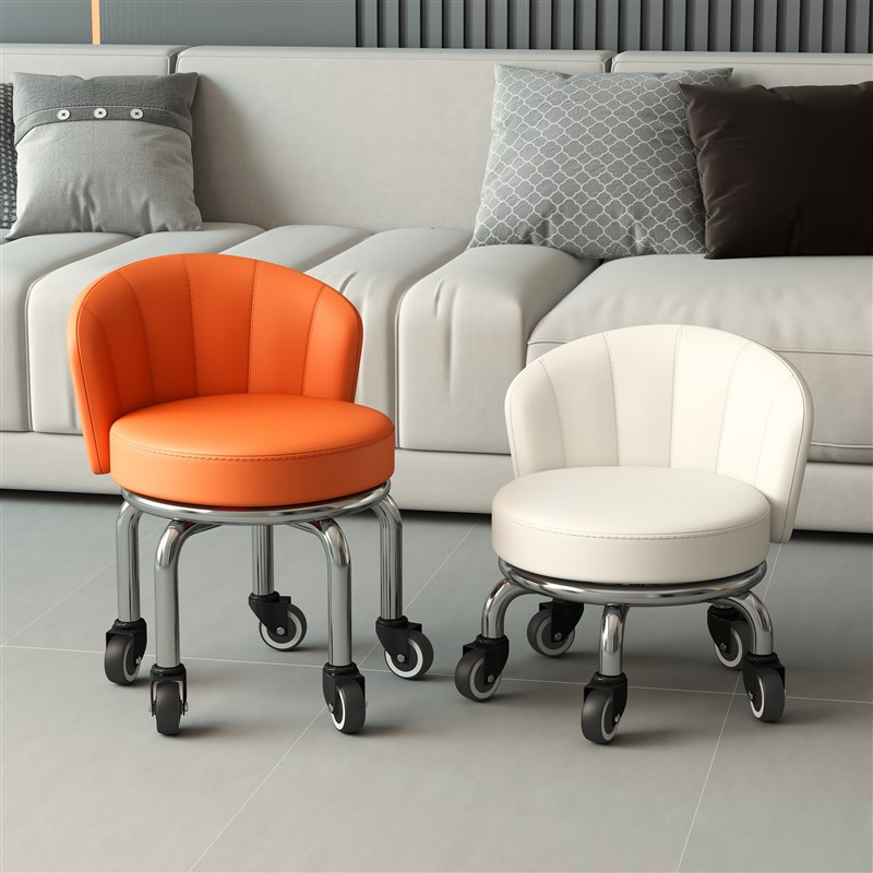 万向轮家用靠背小板凳滑轮矮凳圆凳美缝凳子移动凳子儿童学步凳