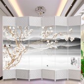 屏风隔断折叠移动客厅布艺折屏办公室实木装 家用遮挡玄关帘 饰中式