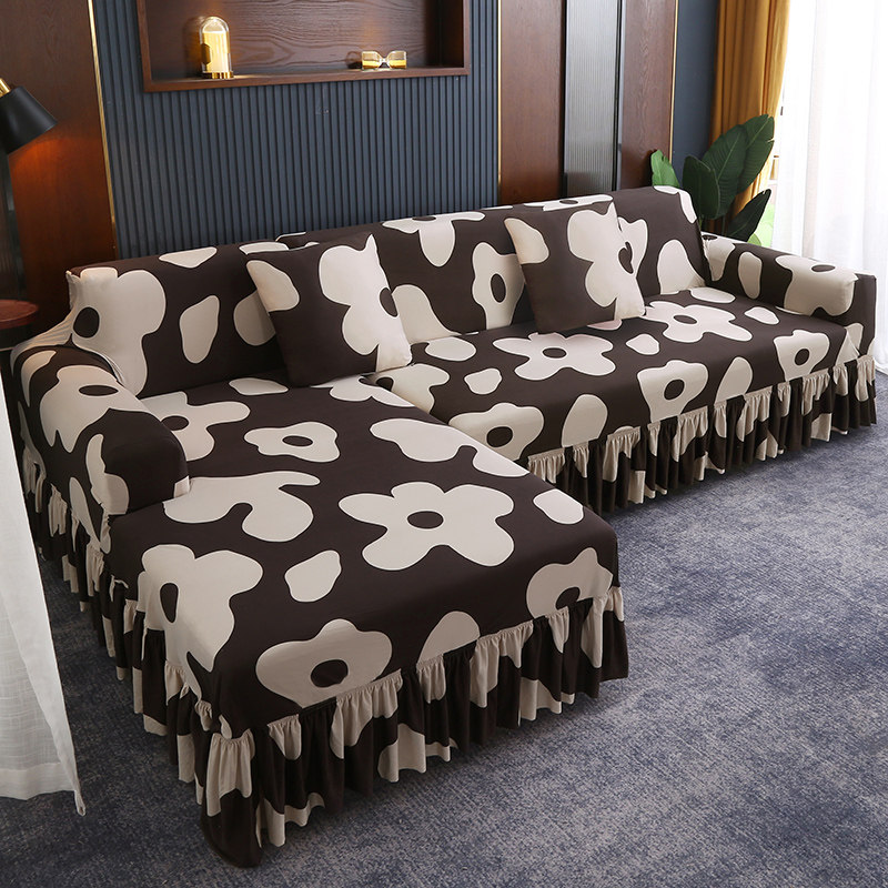 弹力懒人全包贵妃位沙发套 全包组合L型裙摆一体沙发罩防尘防滑套