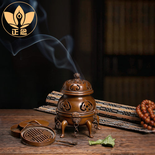 庆松堂苏工铜炉名家胡庆松帝王炉紫铜香薰炉紫铜复古摆件家用熏香