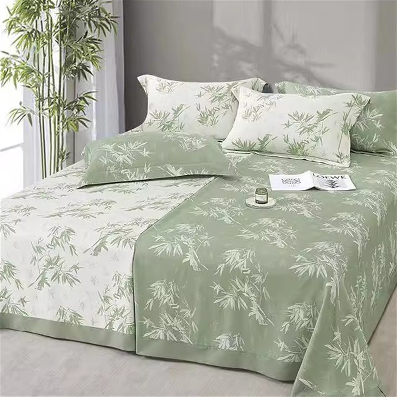 加厚三层竹纤维凉席三件套可机洗折叠冰丝凉席空调席床单夏季软席