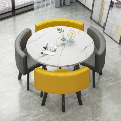 简约接待桌椅组合4S休闲洽谈小圆桌店铺会客售楼圆形简易桌子餐桌