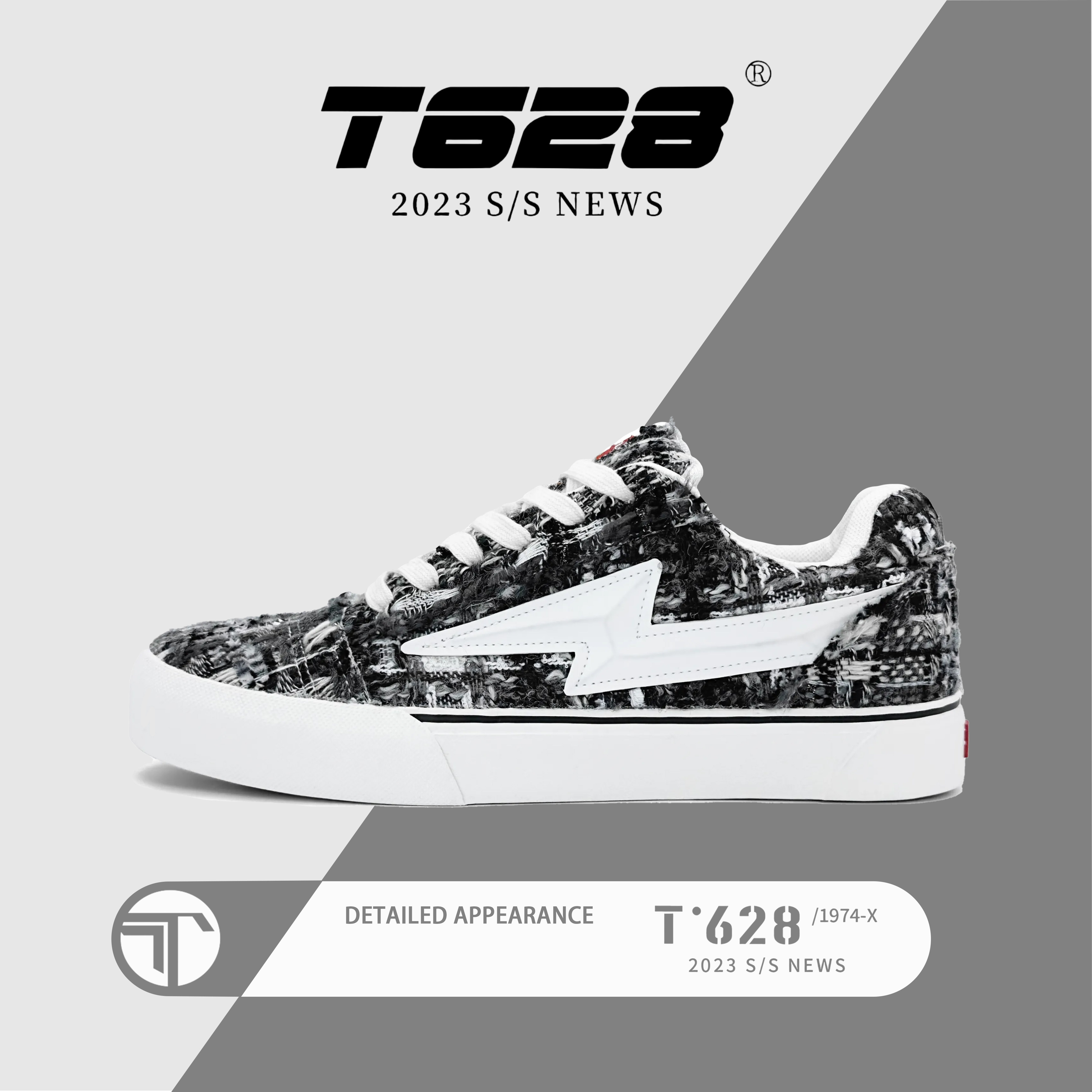 T628闪电滑板鞋 经典百搭时尚乌云黑 拼接撞色设计简约舒适低帮男