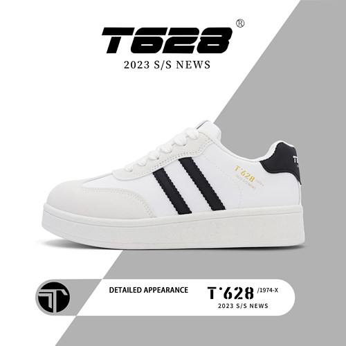 T628新款百搭厚底增高德训小白鞋