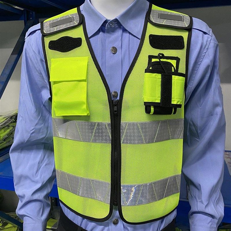反光马甲耐用透气交通工作服热压印字优质荧光绿安全背心发光