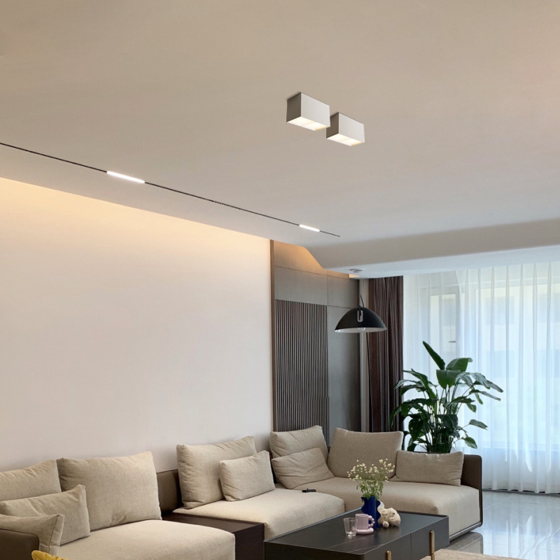 极简明装筒灯头客厅防眩家用三头店铺吸顶射灯方通长方形斗胆灯