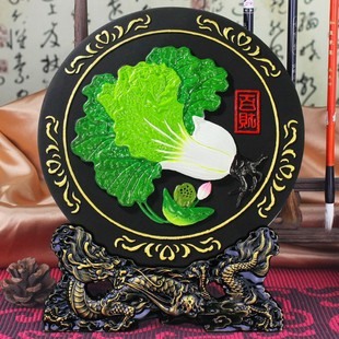 活性炭雕白菜摆件开业礼品酒柜客厅装 饰品碳雕招财办公室工艺品