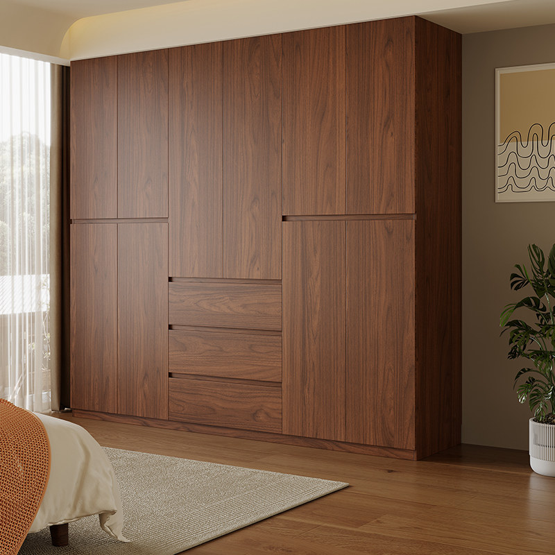 定制全实木衣柜新款2024爆款家用卧室胡桃木分段式四六门橡木柜子