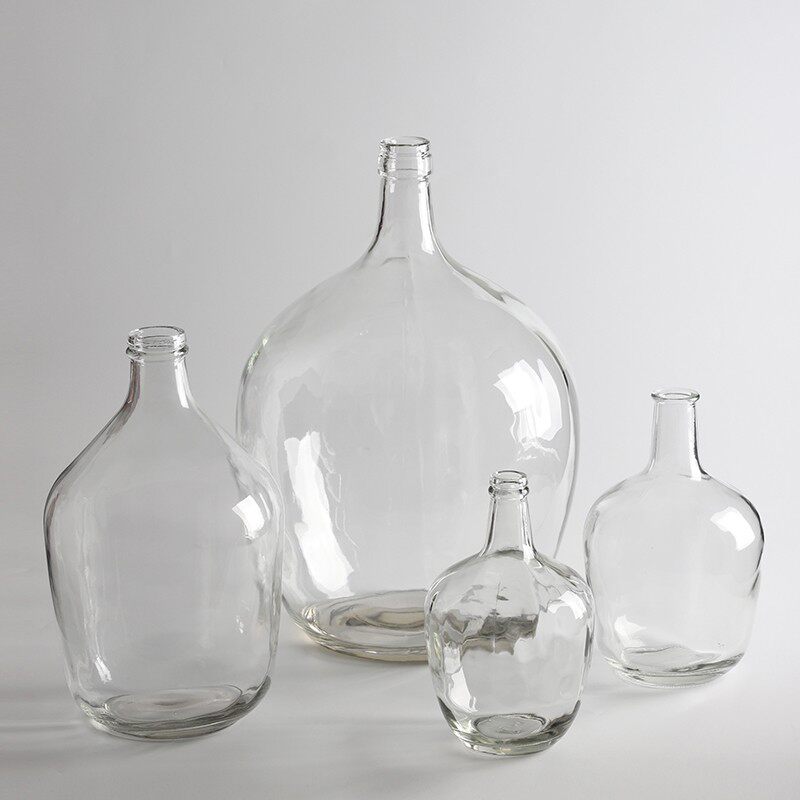 拾物小口大肚玻璃花瓶细口吊钟马醉木插花水培落地大号透明大花器