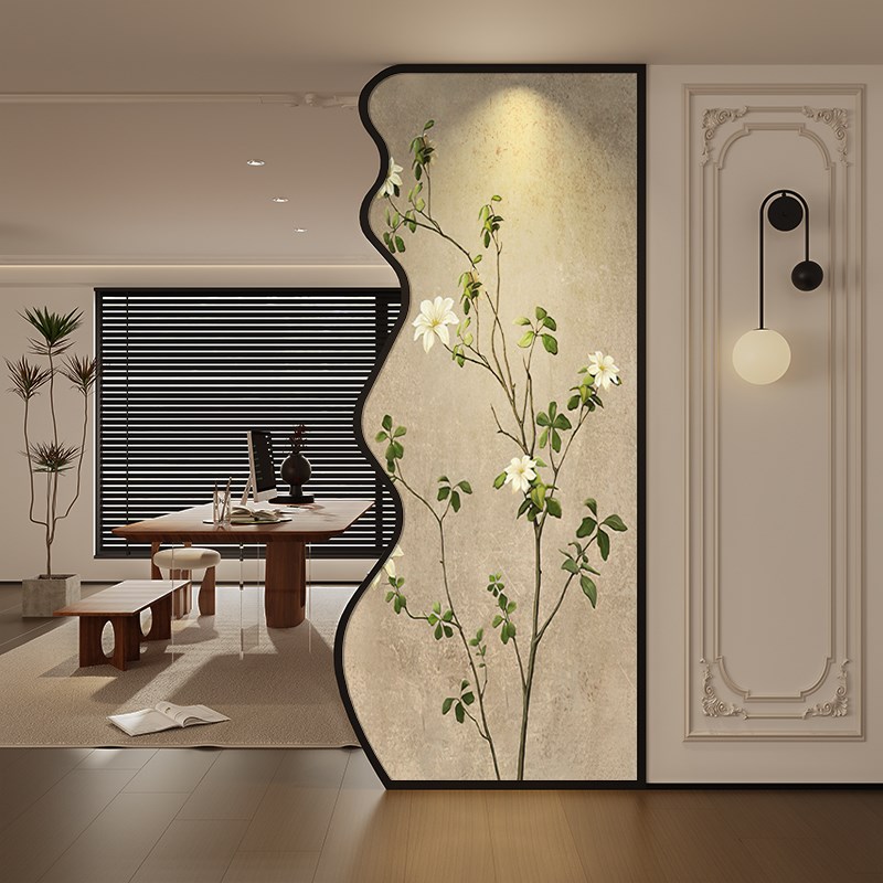 法式中古风不锈钢屏风隔断客厅小户型玄关遮挡装饰顶天立地座屏