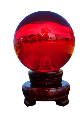精品红色水晶鸿运财富球客厅玄关卧室办公桌开业乔迁送礼招财摆件