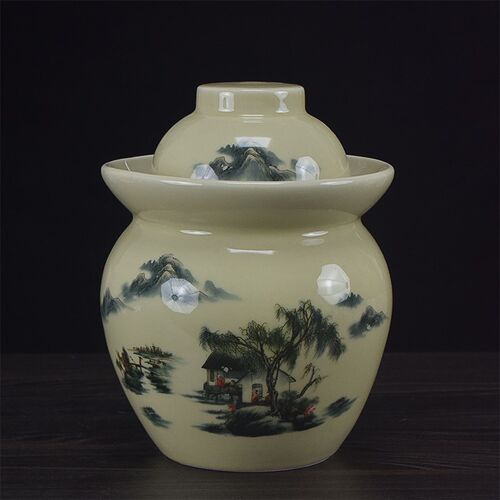 陶瓷家用泡菜罐带内盖加水密封腌酸菜坛子储存五谷杂粮果酱密封罐