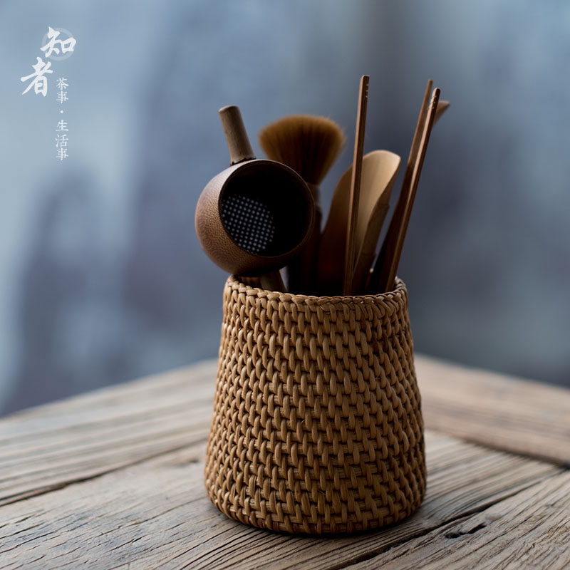 藤编老竹茶道六君子 功夫茶具零配越南秋藤组合竹制茶工具套装