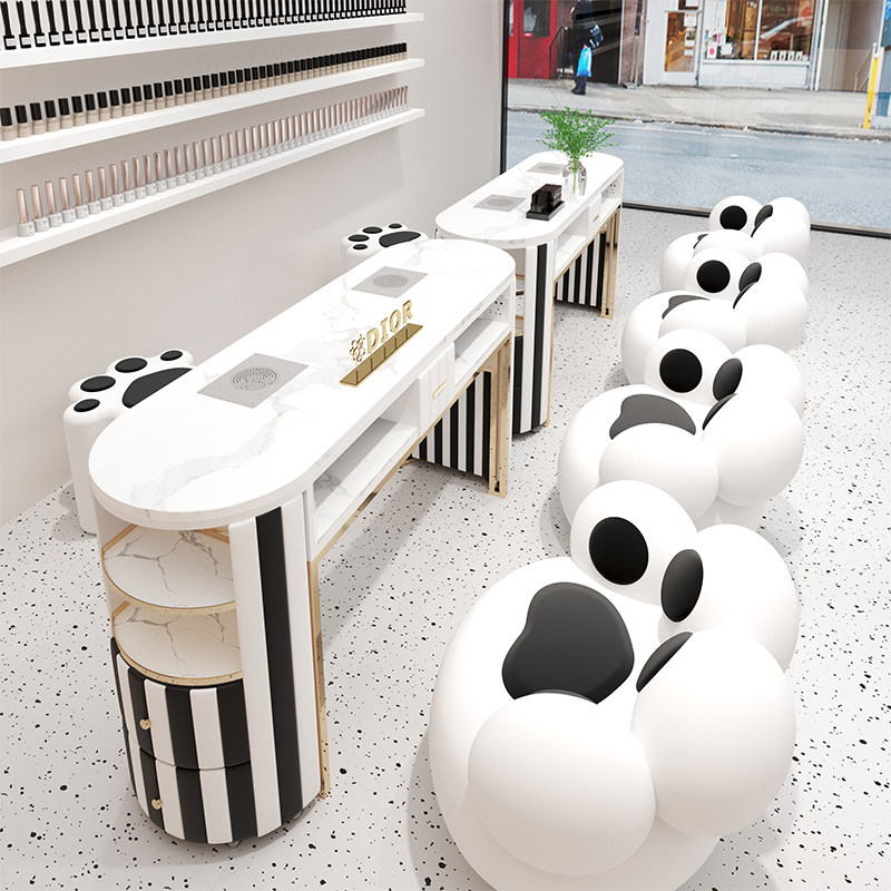 中闽芸尚多功能美甲桌椅套装单双三人修甲桌内嵌吸尘器插座美甲台