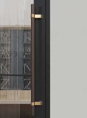 极简玻璃门拉手胡桃木对装商店铺推拉有框实木门把手原木金色扶手