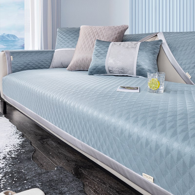 夏季冰丝沙发垫2024新款简约现代防滑夏天凉席坐垫皮沙发套罩盖巾